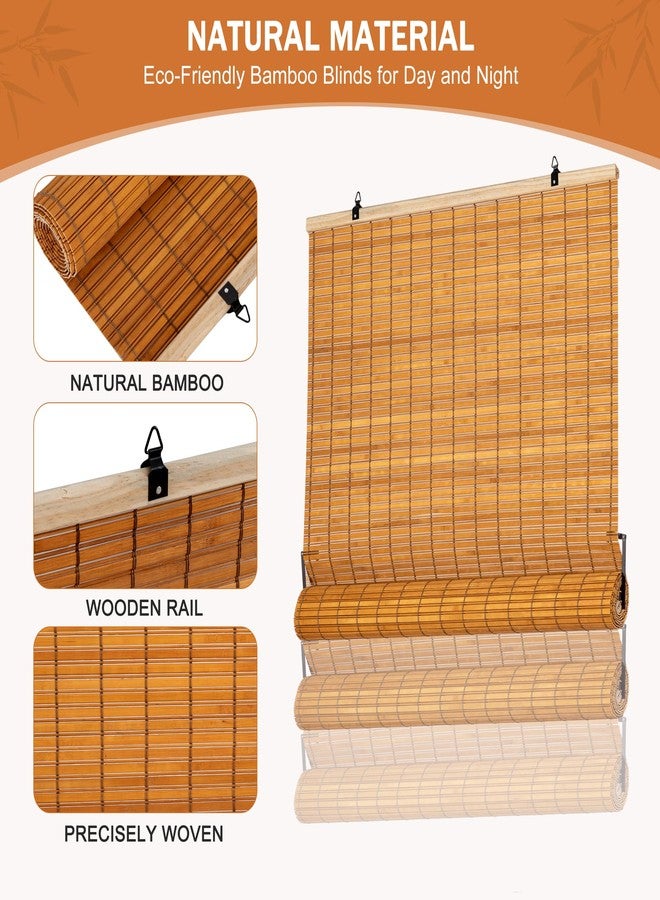 ALIMOO Cordless Bamboo Blinds Roll Up Shades Light Filtering Cordless Roller Window Blinds for Interior Home Patio Porch 30" W x 72" L - Image 2